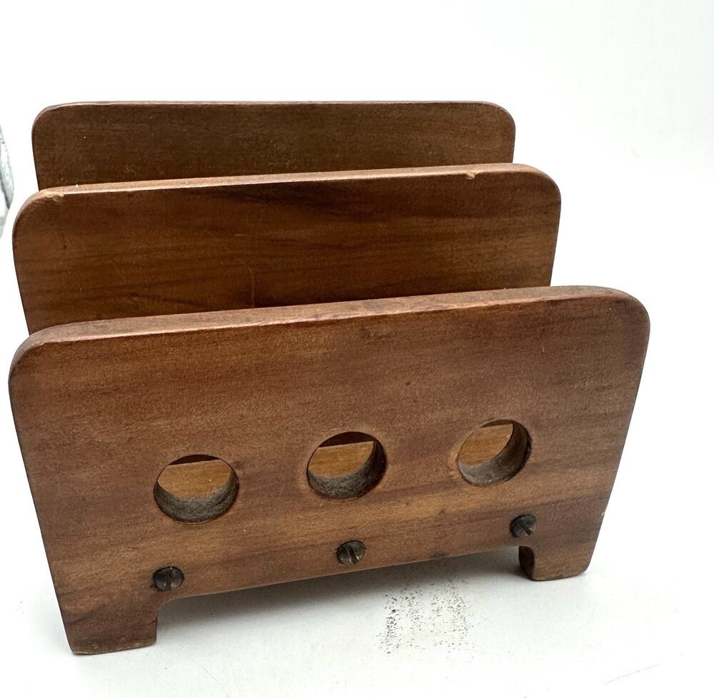 Vintage Wood Desk Organizer Mid Century Multi Wood 1970s Brutalist *repaired